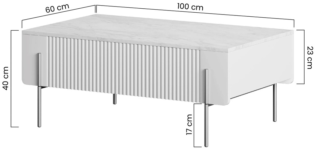 Konferenčný stolík Malmi 100 cm - kašmírová / crema bianca / zlatá