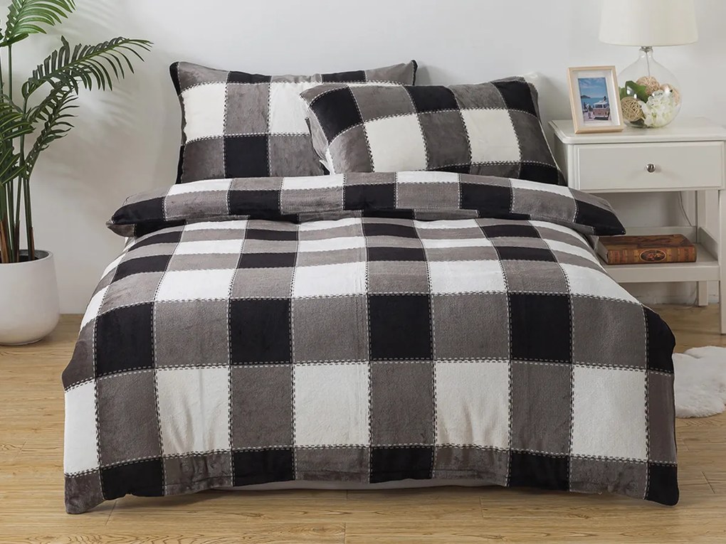 XPOSE® Mikroplyšové obliečky KÁRO Exclusive - sivé