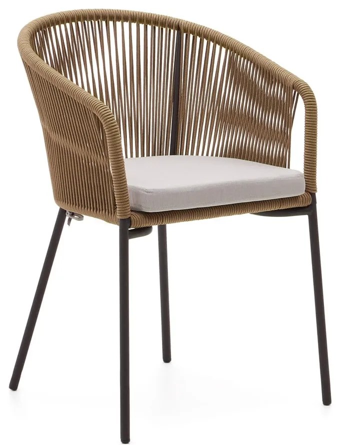 Béžová kovová/polstrovaná záhradná stolička Yanet – Kave Home
