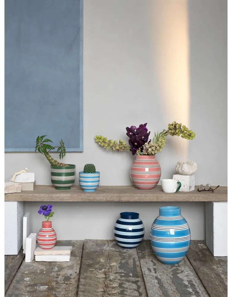 Tmavozeleno-biely keramický kvetináč Kähler Design Nuovo, ø 15 cm