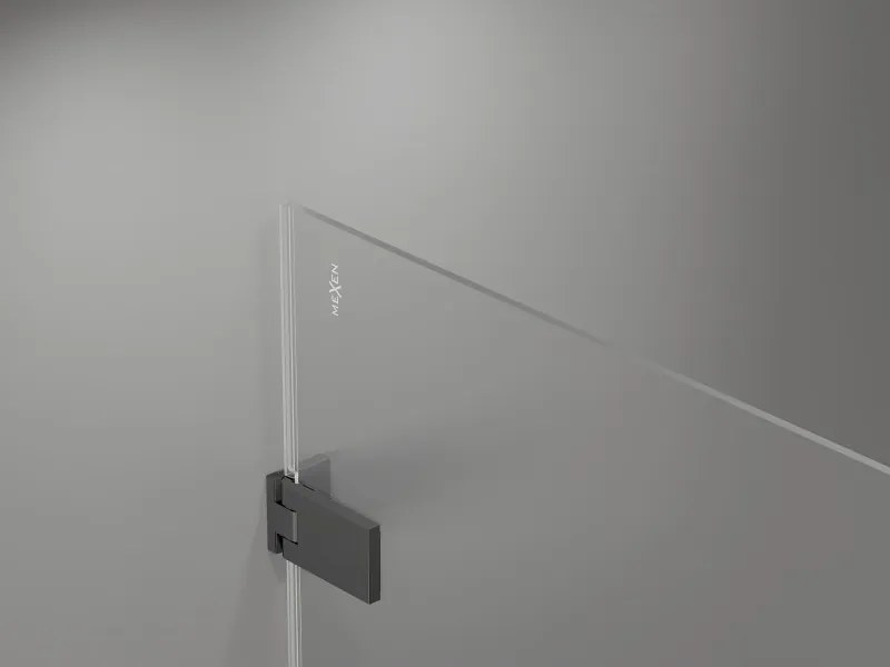 Mexen Lunar-F, 1-krídlový sprchový kút so skladacími dverami, ľavý, 80 x 80 cm, 8mm číre sklo, grafitový profil, 836-080-080-95-00-L