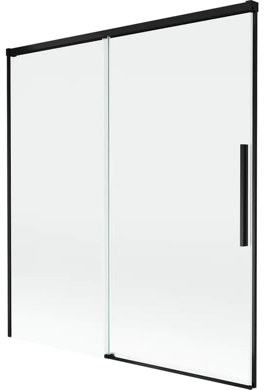 Mexen Rox, 2-krídlová posuvná vaňová zástena 150 x 150 cm, 8mm číre sklo, čierny matný profil, 8C9-150-001-70-00