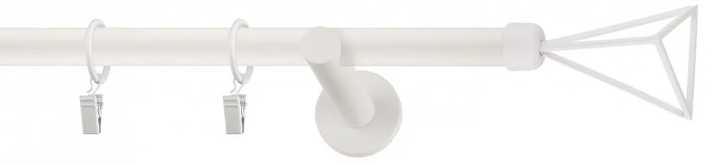 Dekorstudio Garniža jednoradová SPACE biela matná 19mm Dĺžka: 160cm, Typ príslušenstva: Krúžky tiché so štipcami