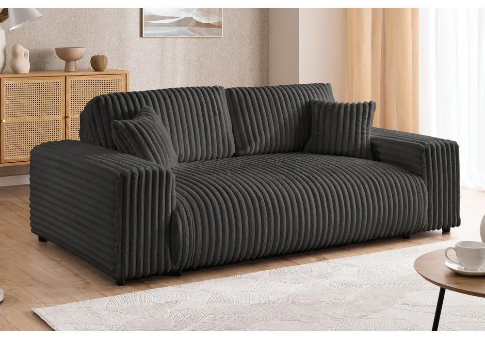 Tmavosivá menčestrová pohovka 178 cm Justin – Ropez