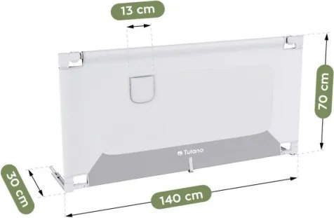 Bezpečnostná zábrana na posteľ Cover 44 biela / sivá 140 cm