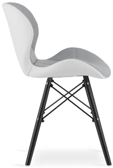 Jedálenská stolička LAGO ekokoža, sivá / biela / čierna
