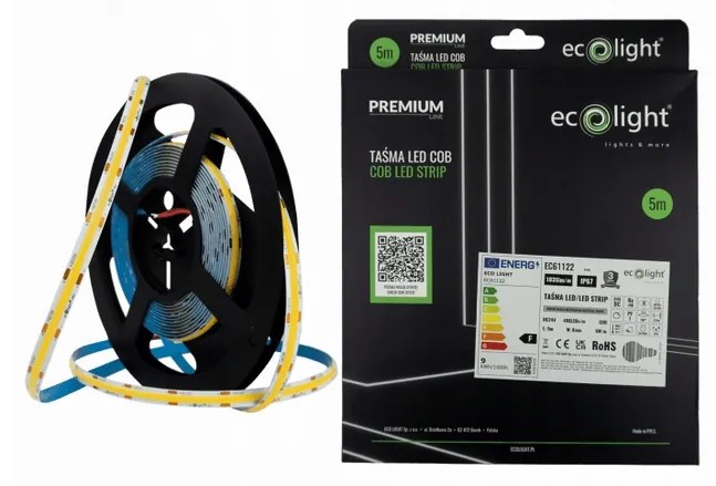 ECOLIGHT COB LED pásik 5m IP67 - 24V - 45W - 480LED - neutrálna farba