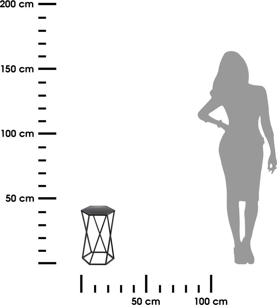 STOJAN NA KVETINÁČ HEXAGON 40X24X27 CM ČIERNA