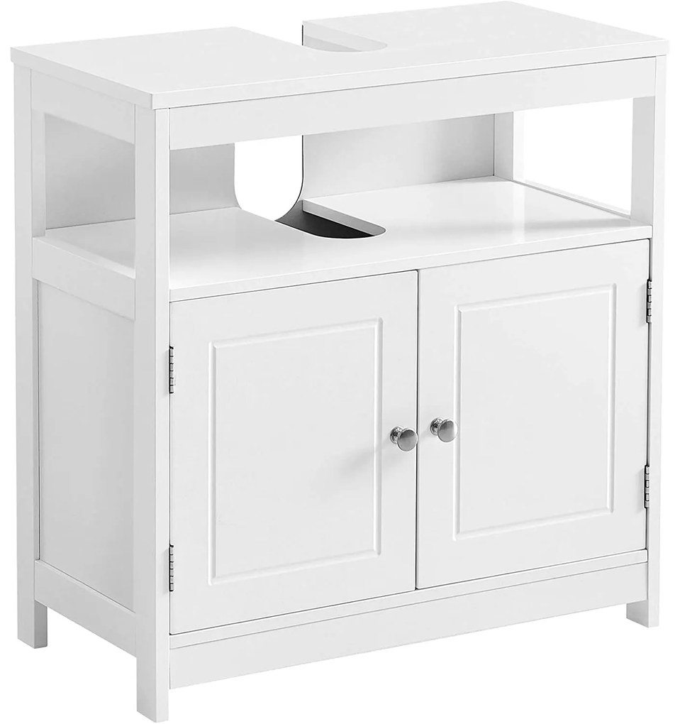 Kúpeľňová skrinka pod umývadlo s 2 dvierkami, škandinávsky štýl, biela