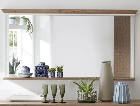 Nástenné zrkadlo s poličkou Jasmin, bielená pínia/dub%