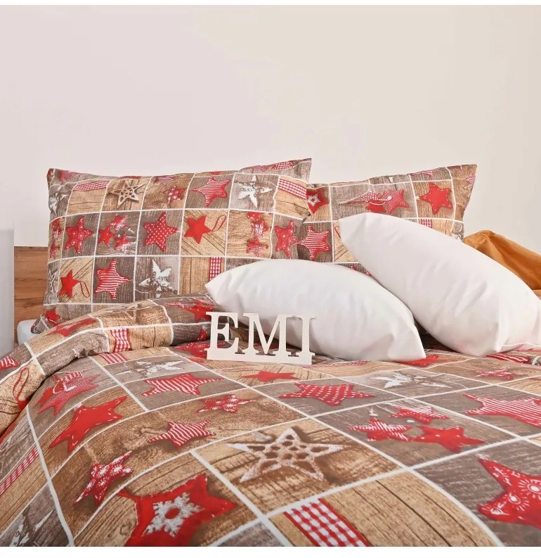 Vianočné bavlnené obliečky Ginger EMI, Štandardný set jednolôžko obsahuje 1x 140x200 + 1x 70x90