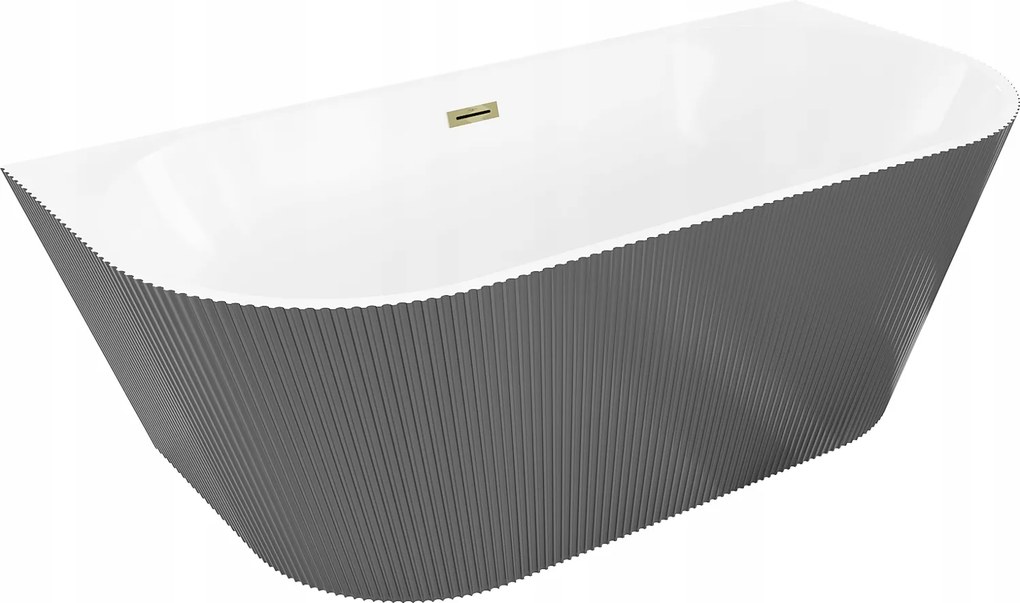 Mexen Oris 170x80 cm voľne stojaca vaňa biela/sivá zlatý prepad