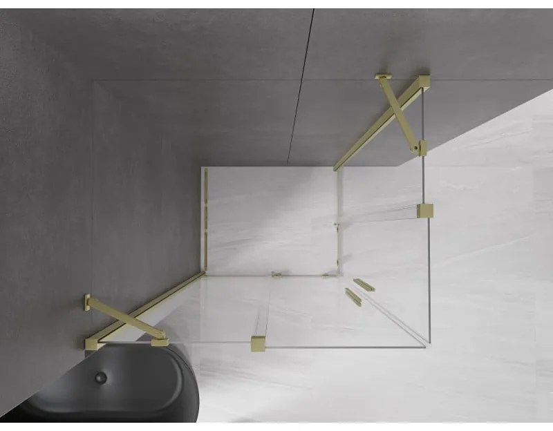 Mexen Velar Duo, sprchový kút s posuvnými dverami 100(dvere) x 90(dvere) cm, 8mm číre sklo, zlatý matný profil, 871-100-090-02-55