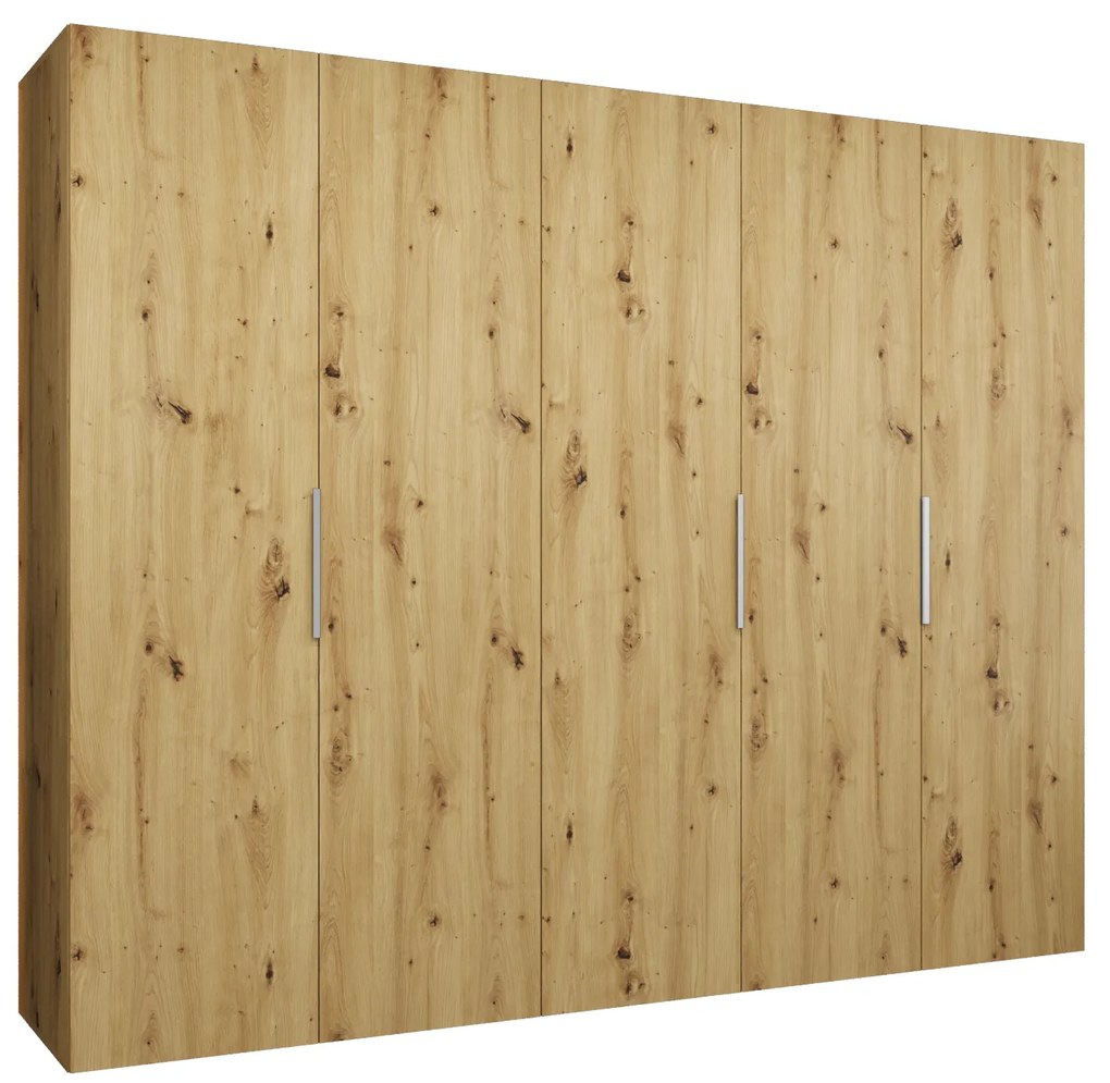 Šatníková skriňa 250 cm Mirabella 1 (dub artisan + kašmír). Akcia -21%. Vlastná spoľahlivá doprava až k Vám domov. 1126370