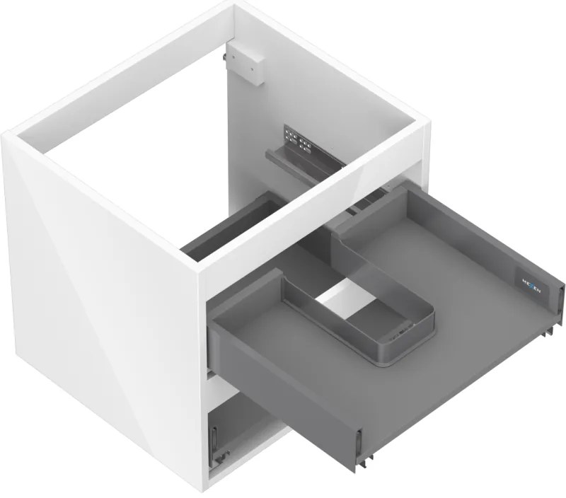 Mexen Box-A, závesná skrinka 50 cm, 2 zásuvky, biela lesklá, 91AX0-0500-470-2-00