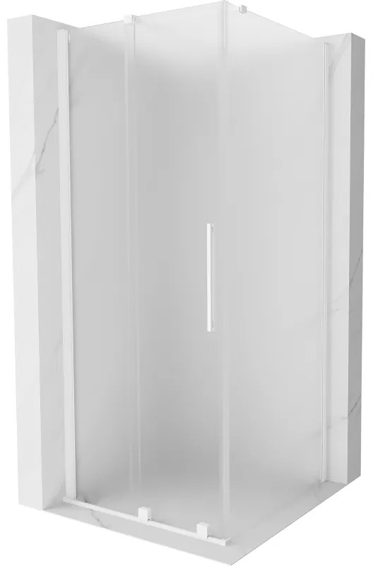 Mexen Velar, sprchový kút s posuvnými dverami 120 x 120 cm, 8mm sklo námraza, biela matná, 871-120-120-31-20