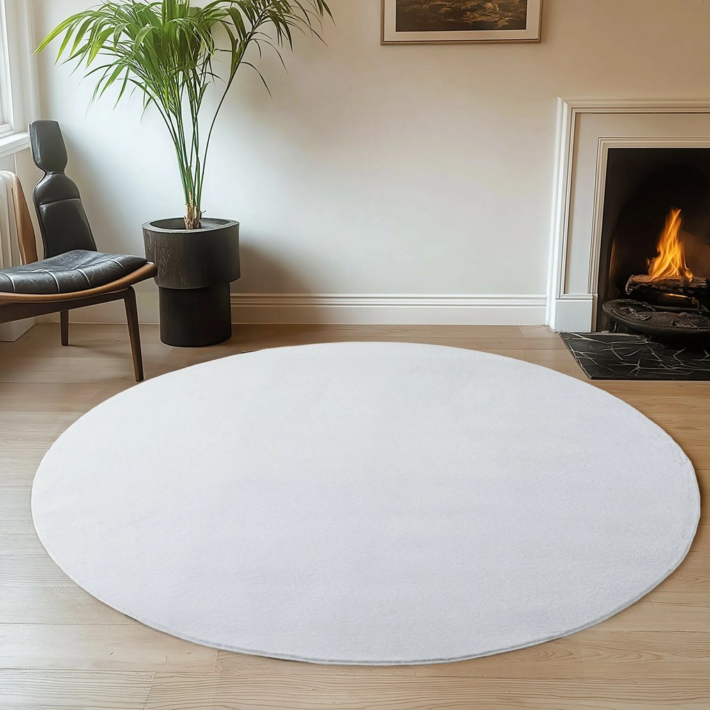 Kusový koberec Joy 1400 white kruh, 160x160 (priemer) kruh, biela, chodba / predsieň, Ayyildiz