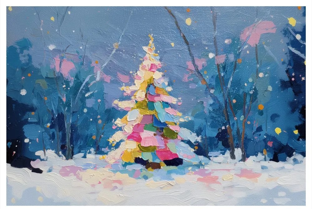 Obraz vianočný strom v zimnej krajine