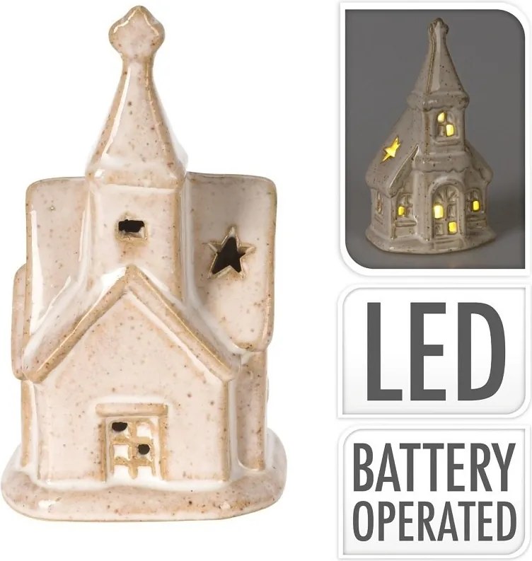 Vianočný LED kostolík v nepravidelnom dizajne 11 cm