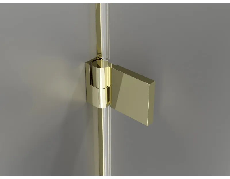 Mexen Lunar-B Duo, výklopný sprchový kút 90 x 90 cm, 8mm číre sklo, zlatý profil, 832-090L-090P-50-00