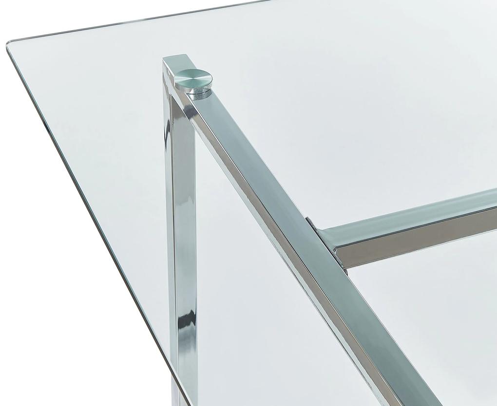 Jedálenský stôl so sklenenou doskou 160 x 90 cm strieborný ENVIA Beliani