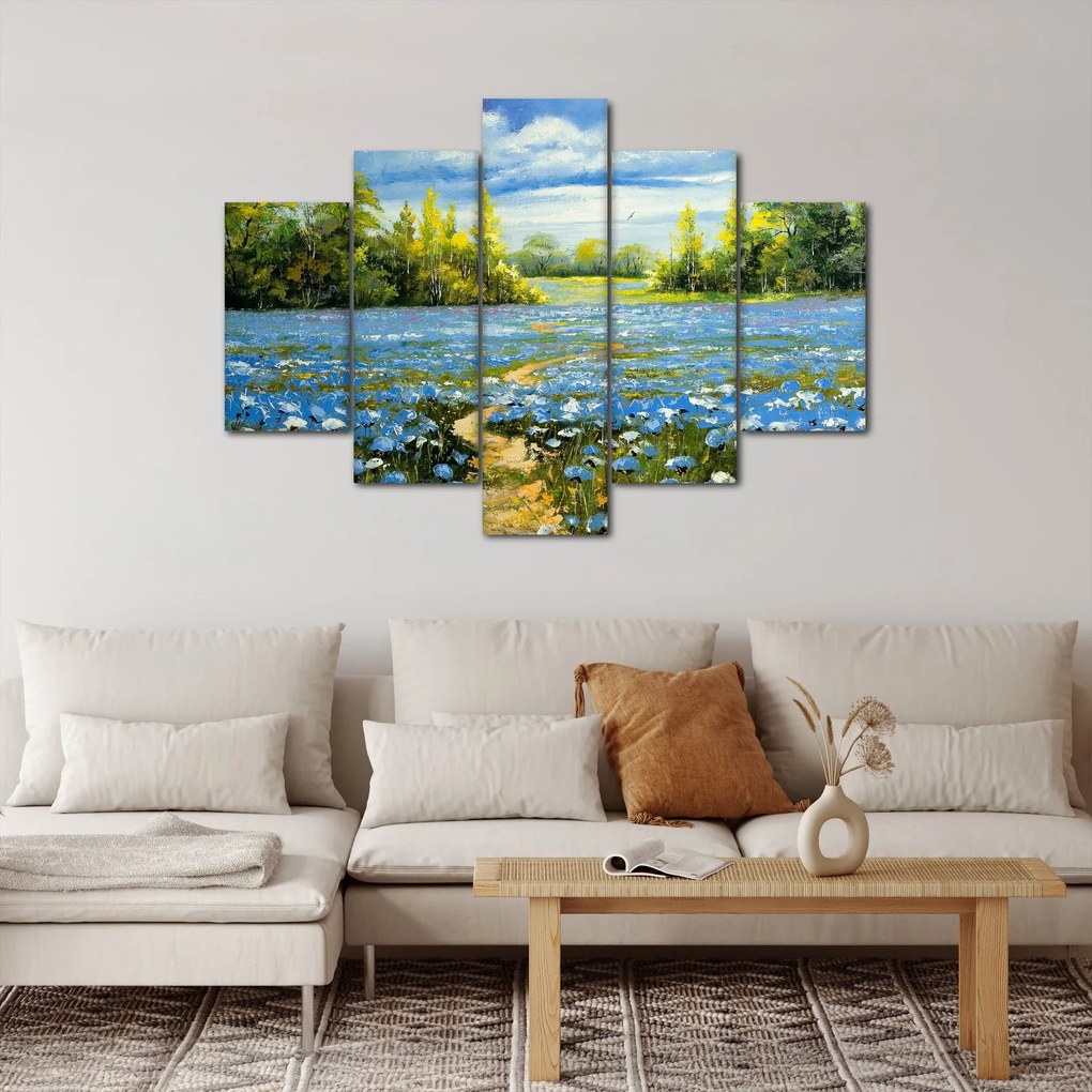 Obraz - Cestička v poli, olejomaľba (150x105 cm)