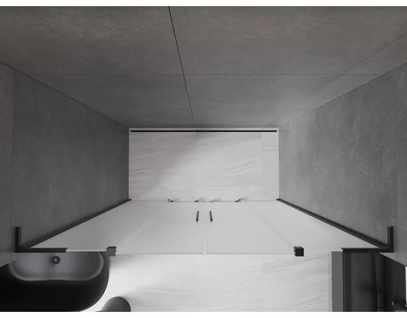 Mexen Velar L Duo, posuvné sprchové dvere do otvoru 200 cm, 8mm sklo námraza, čierna matná, 871-200-003-32-70