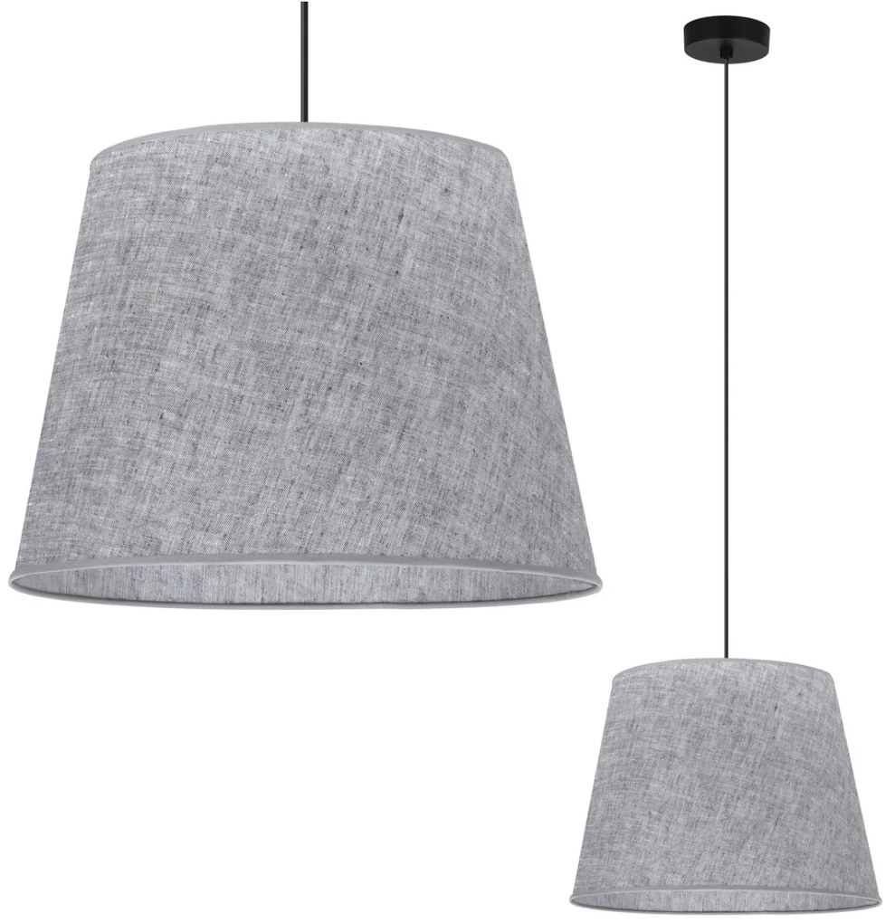 Závesné svietidlo Len1, 1x šedé textilné tienidlo, (fi 38 cm), b