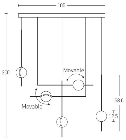 Zambelis 2001 - LED Luster na lanku LED/38W/230V