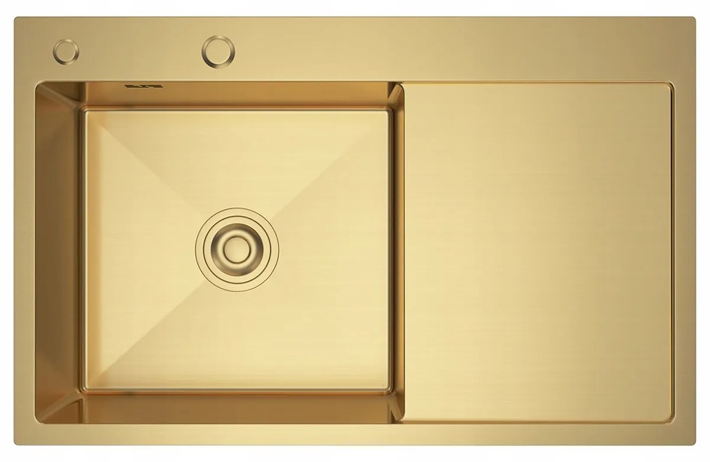 Erga HD, 1-komorový oceľový drez 780x490x210 mm, pravý, zlatá, ERG-MLS-HD7849RG