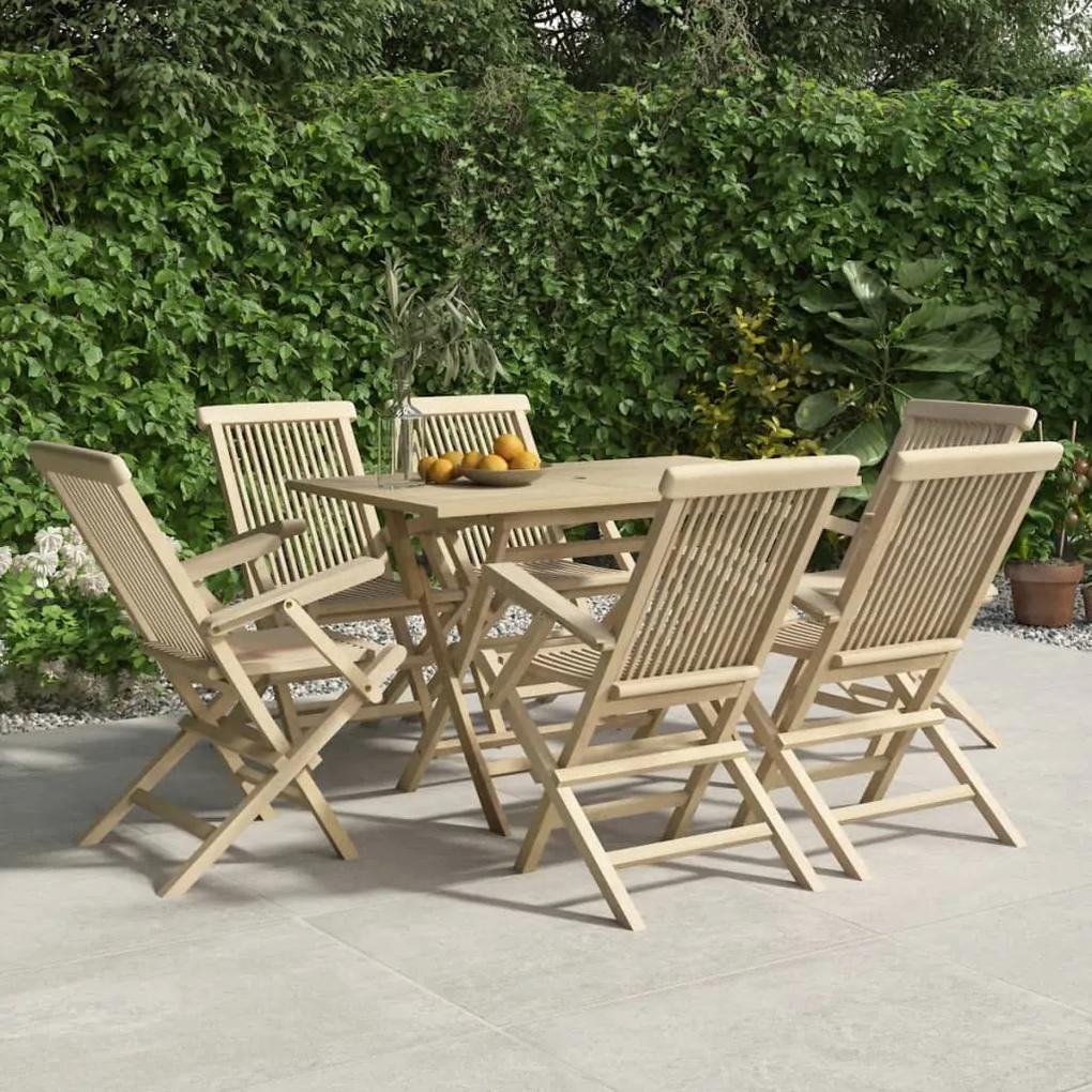 Skladacie záhradné stoličky 6 ks sivé 56x61x89 cm tíkový masív 3155071
