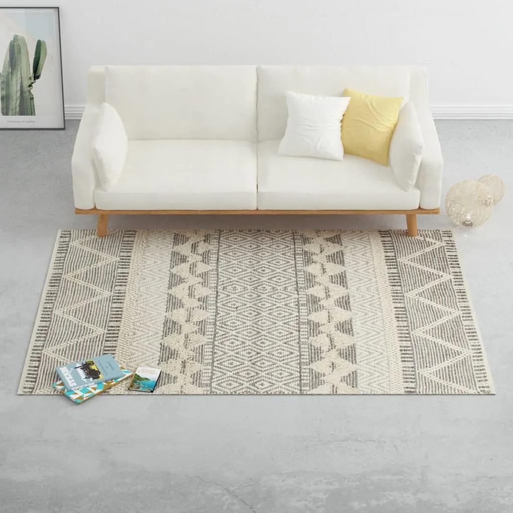 vidaXL Ručne tkaný koberec, vlna 160x230 cm, biely/sivý/čierny/hnedý