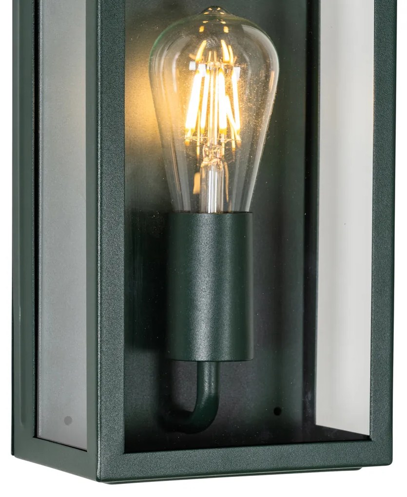 Priemyselná vonkajšia nástenná lampa tmavozelená so sklom IP44 - Rotterdam