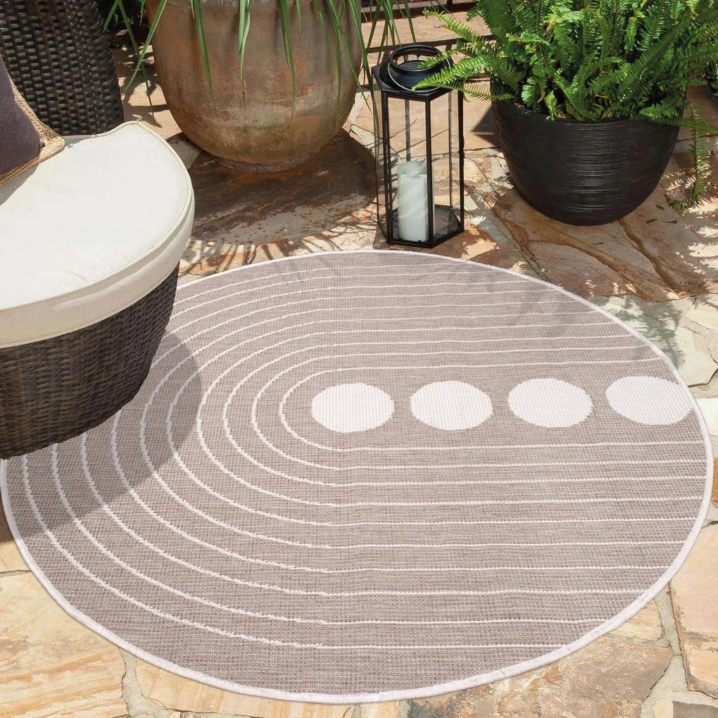 Dekorstudio Obojstranný okrúhly koberec na terasu DuoRug 5739 - béžový Priemer koberca: 160cm