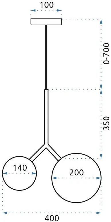 Toolight - stropná sklenená lampa E27 60W APP1013-2CP, zlatá, OSW-09482