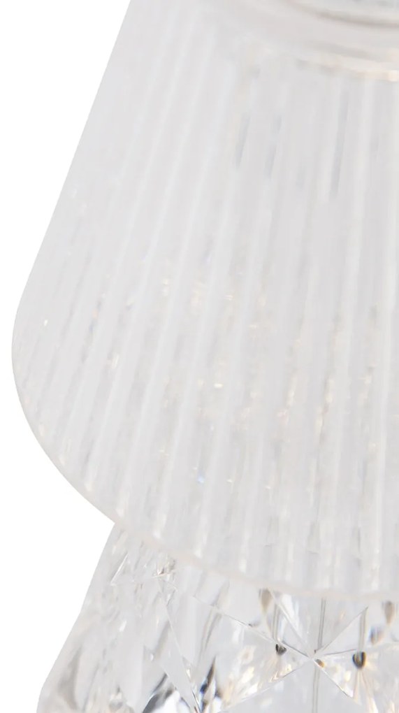 Stolná lampa priehľadné sklo vrátane LED nabíjateľná IP44 - Lola 20 Lux