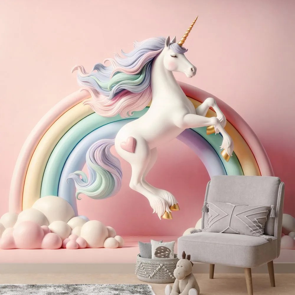 Fototapeta pastelový jednorožec v dúhe