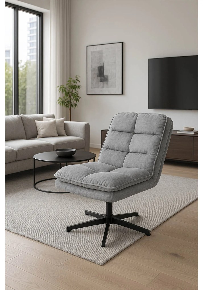 Relaxačné otočné kreslo KATANIA s podnožkou, svetlosivé