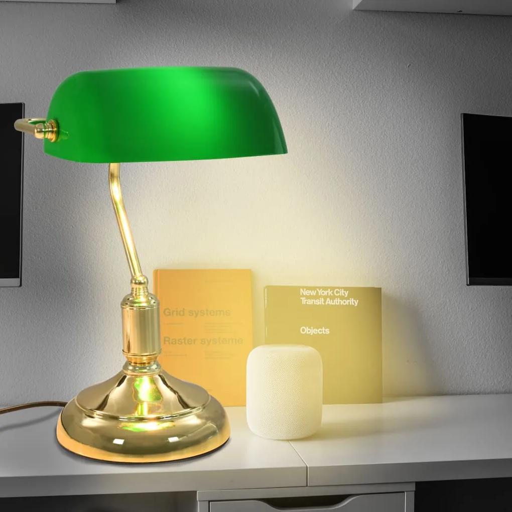 vidaXL Bankárska stolová lampa zelená a zlatá 40 W | BIANO