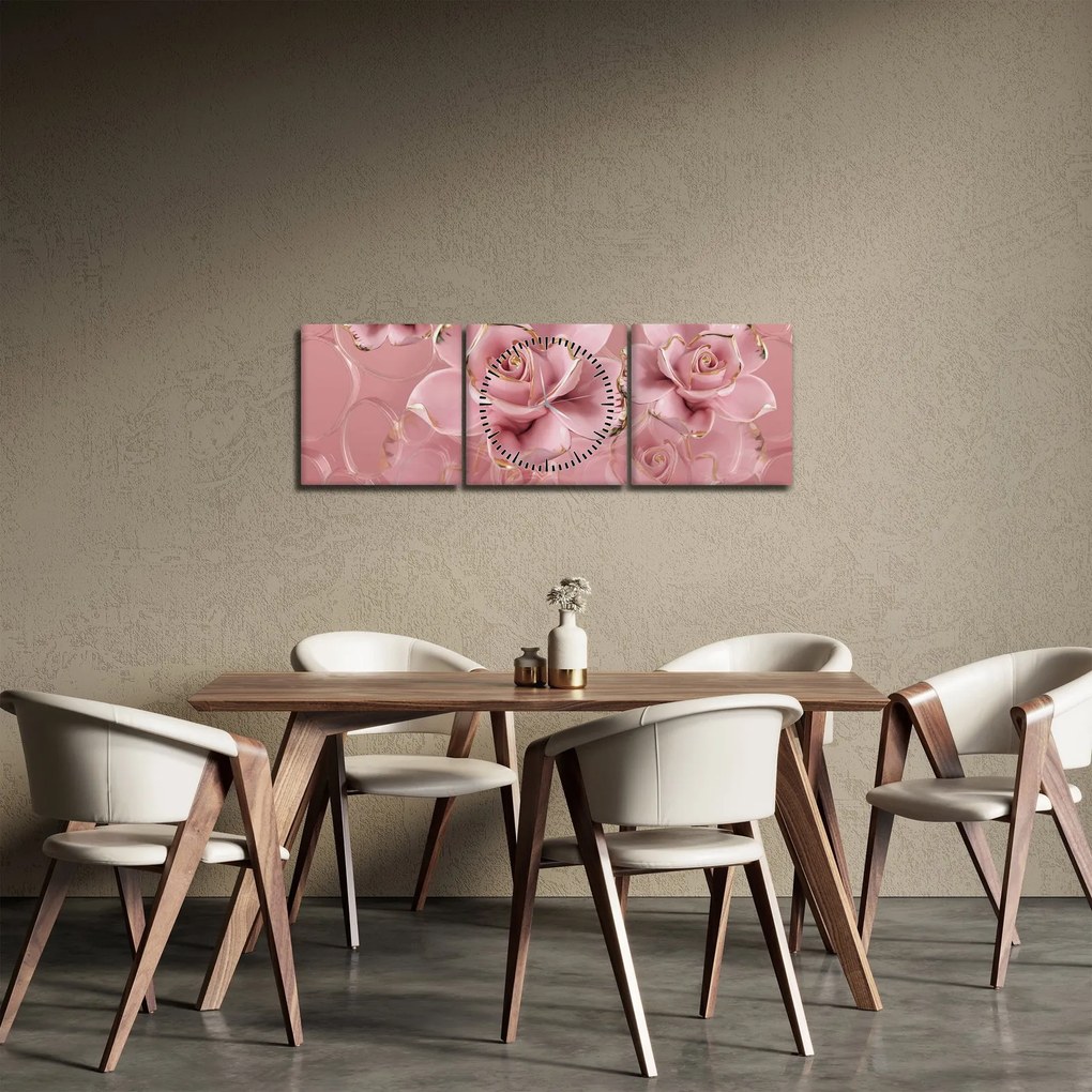 Obraz - Kvetinový dekor (s hodinami) (90x30 cm)