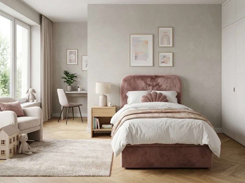 Čalúnená posteľ boxspring FORENA 90x200 cm staroružová Matrac: Matrac Bonell pružinový