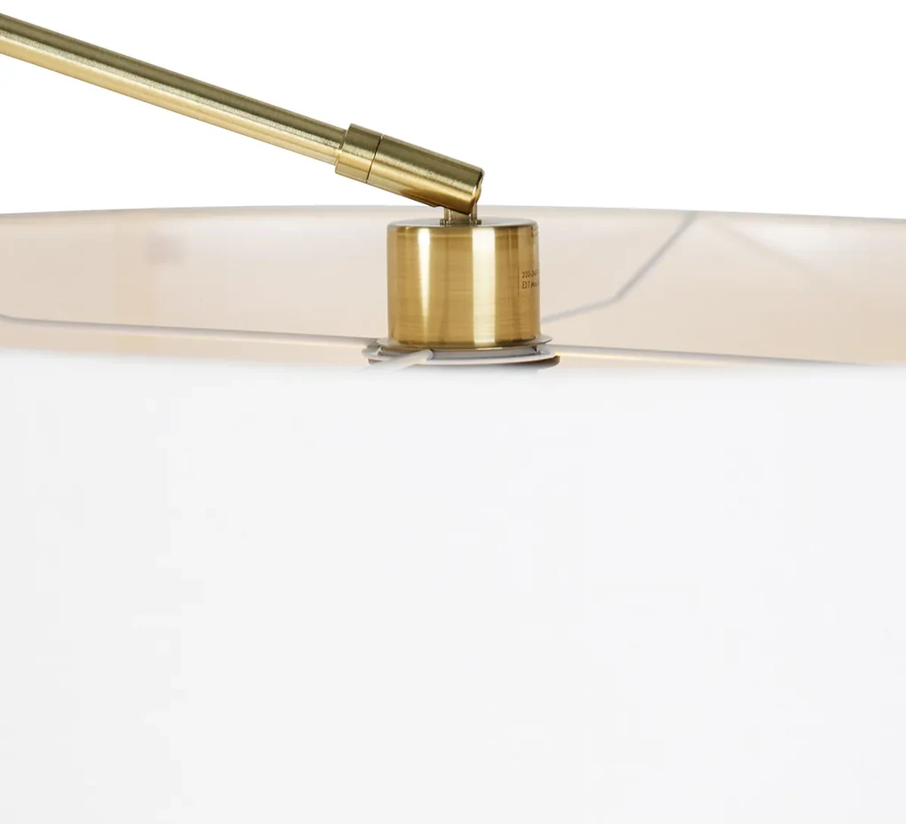 Moderná stojaca lampa zlatá s tienidlom bielym 50 cm nastaviteľná - Editor