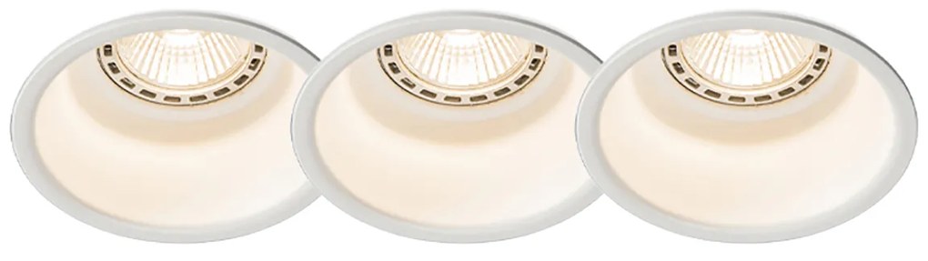 Sada 3 moderných zapustených bodových svetiel bielych - Dept