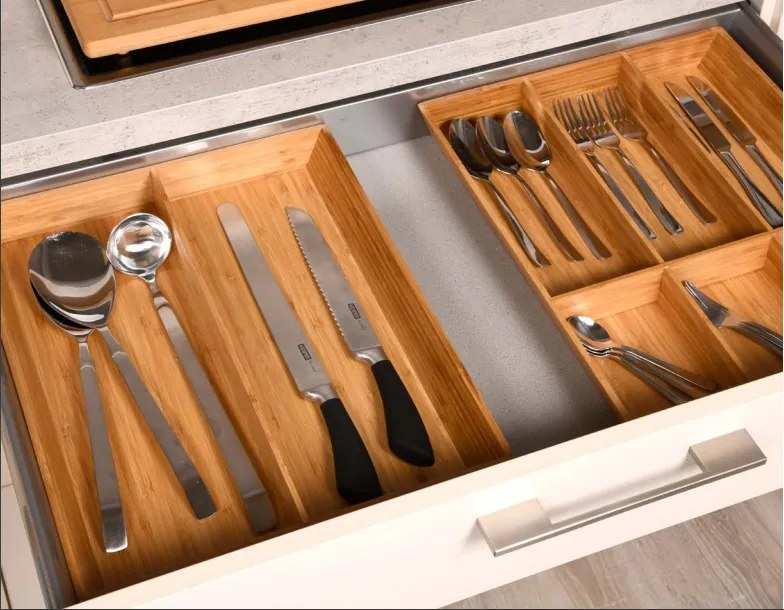 Zeller Present Organizér do zásuvky na kuchynské náradie s priehradkou, bambusový KESP DUO 35 x 43 cm