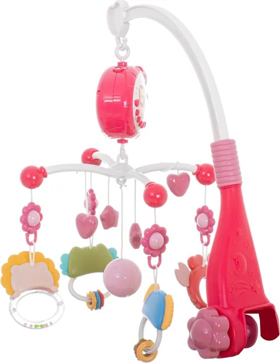 KIK Lullaby Star Design Pink kolotoč do postieľky s projektorom hviezd a diaľkovým ovládaním, ružový