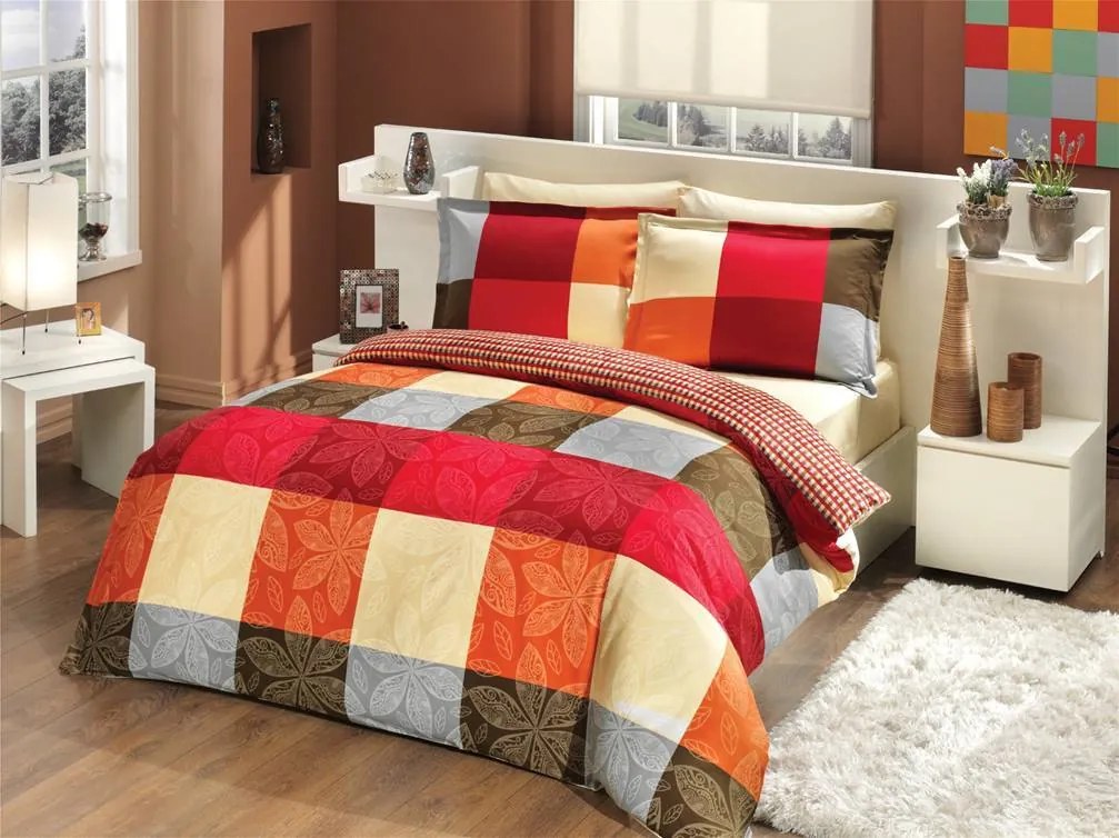 Saténové obliečky VALENTINO VANESSA - červené/žlté - 220x200 cm