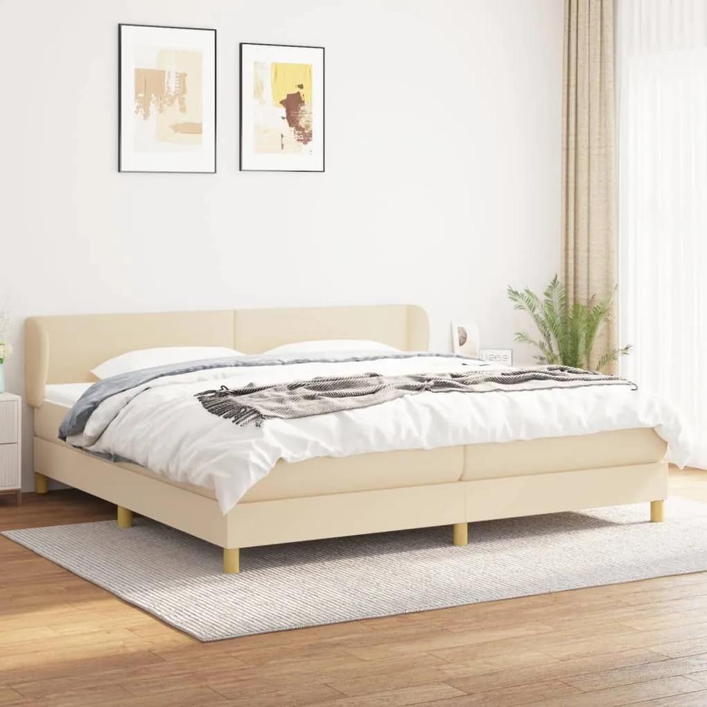 Boxspring posteľ s matracom krémová 200x200 cm látka 3126674
