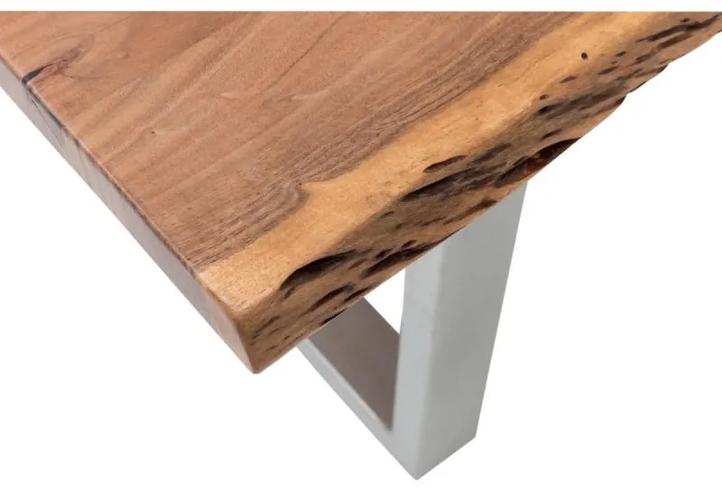 furniture-nabytek.cz - Masívna jedálenská súprava Bullwer so 4 stoličkami Reefton, akácia a látka, lakovaná, hnedá
