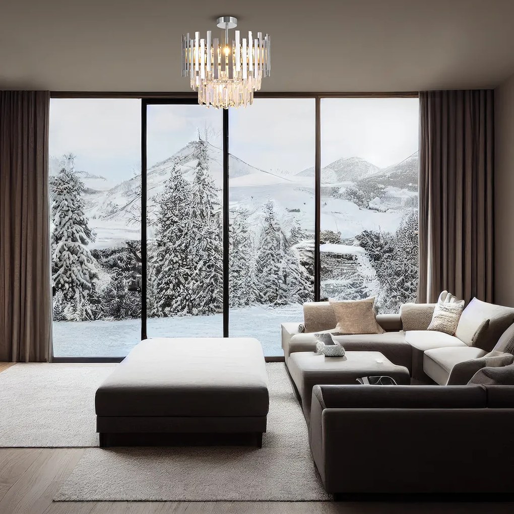 EUlight Luster Aspen I, 1x krištáľové/chrómové kovové tienidlo, (fi 45cm), ch