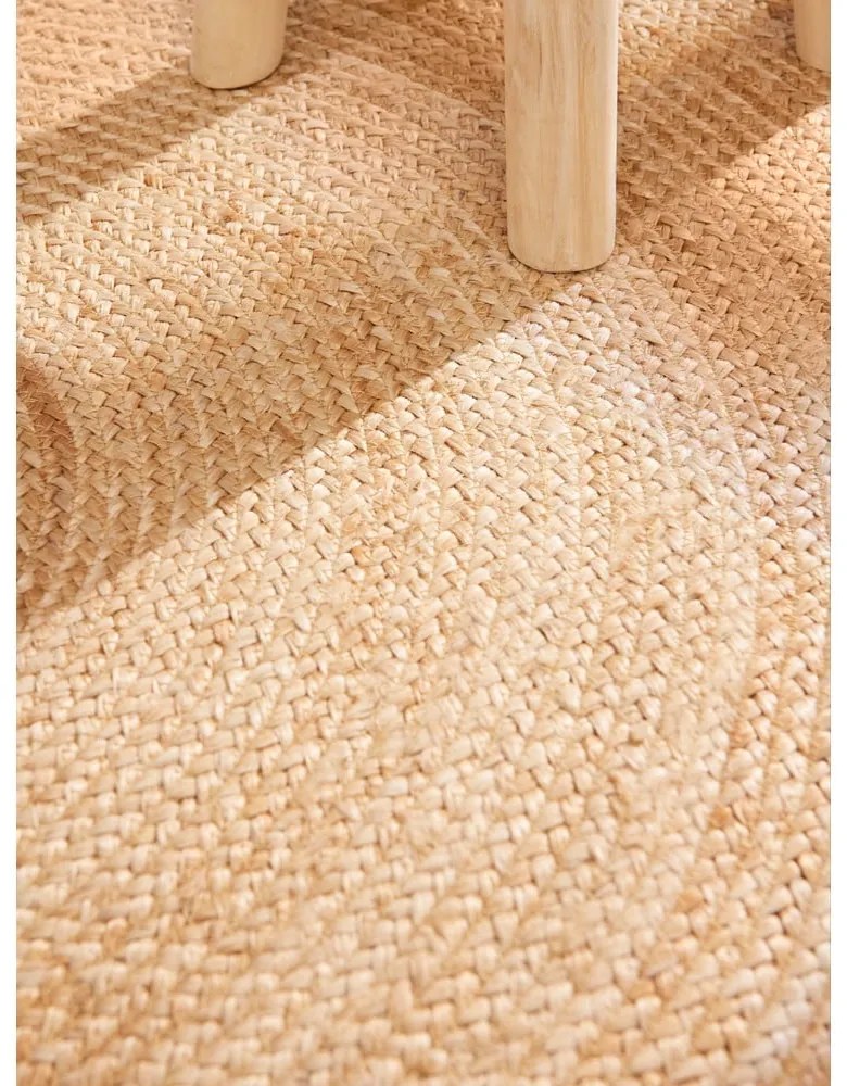 Obojstranný/ručne tkaný jutový okrúhly koberec slonovinový ø 200 cm Jutta Ivory – Hanse Home